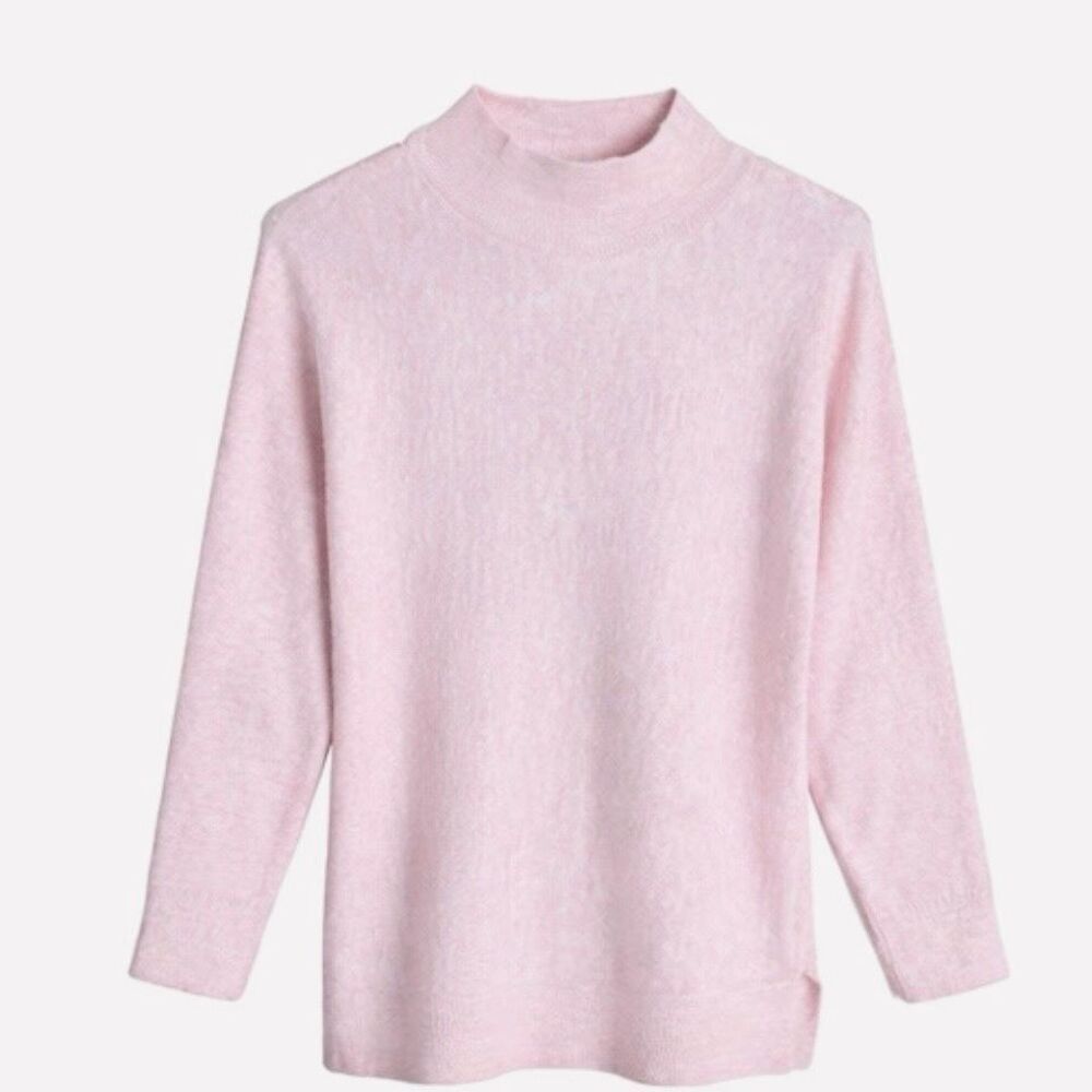 Magaschoni Heather Pink Mock Neck Sweater Soft Knit Pullover Women Size S